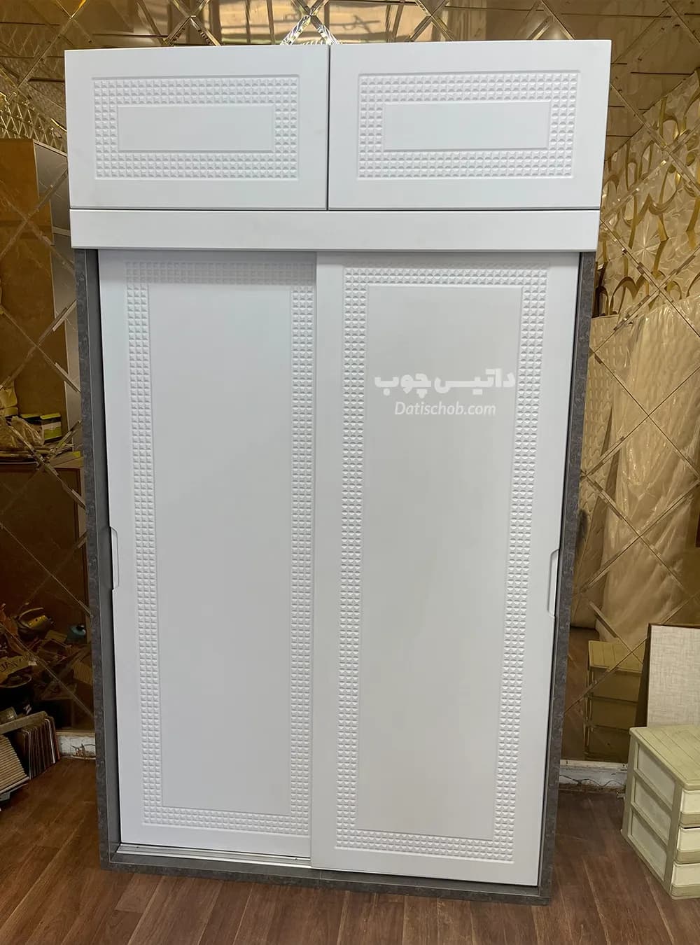 کمد ریلی مدرن سفید طوسی دو درب مدل C60
