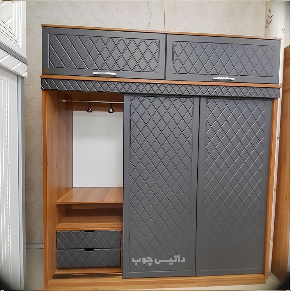 کمد ریلی سه درب طرح دار طوسی مدل C49