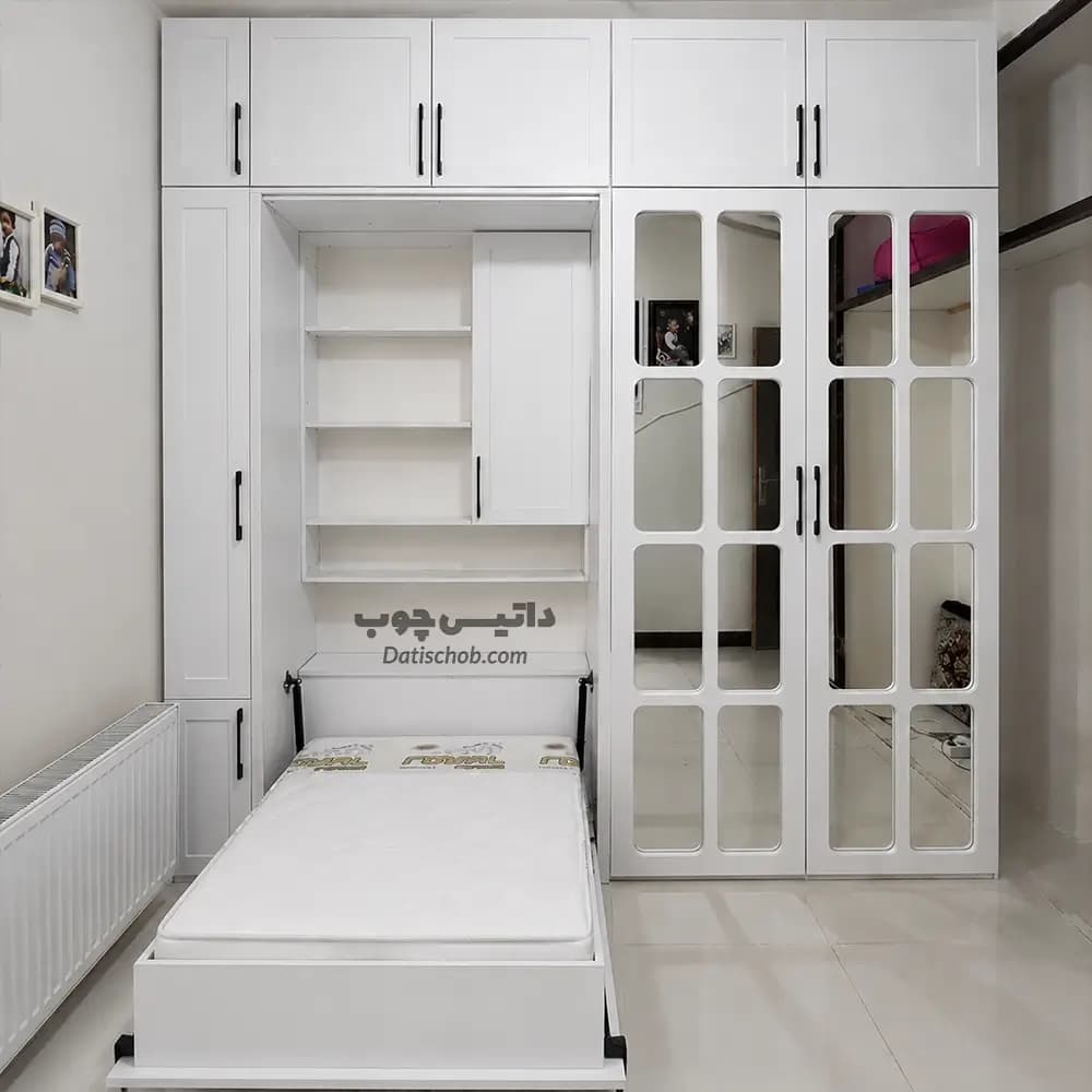 تخت تاشو یک نفره ساده سفید مدل K55
