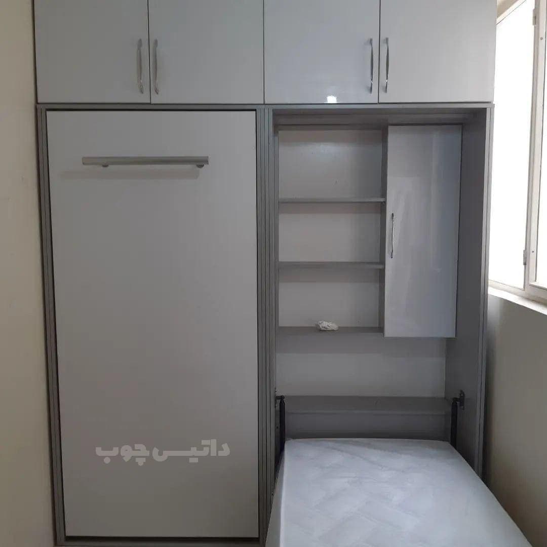 تخت تاشو یک نفره 2 تخته دیواری سفید مدل K25