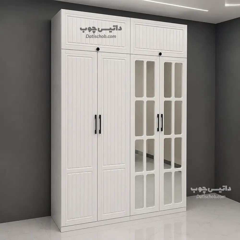 کمد لباس دخترانه مدرن آینه دار سفید مدل P83