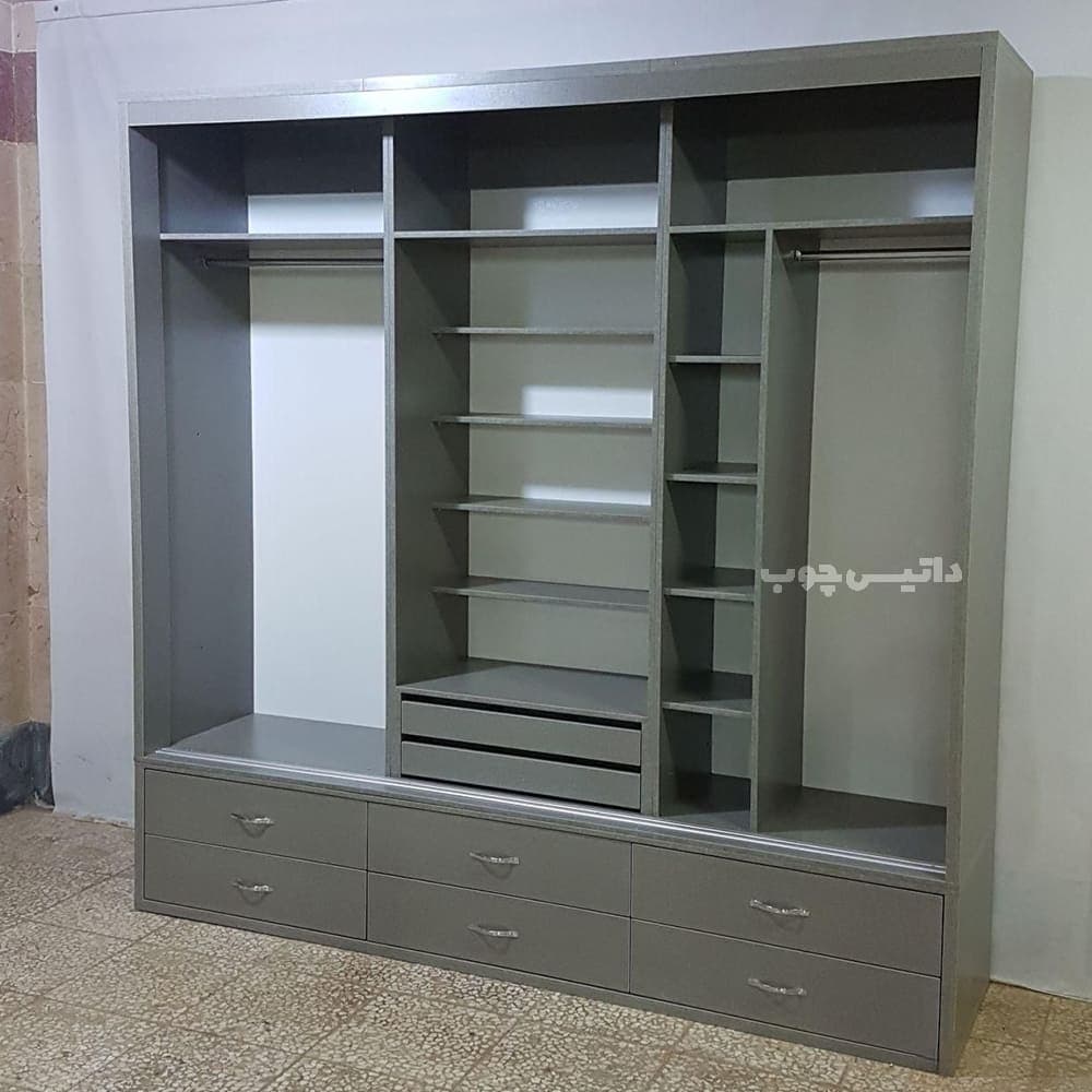کمد ریلی سه درب کشو دار طوسی مدل C47