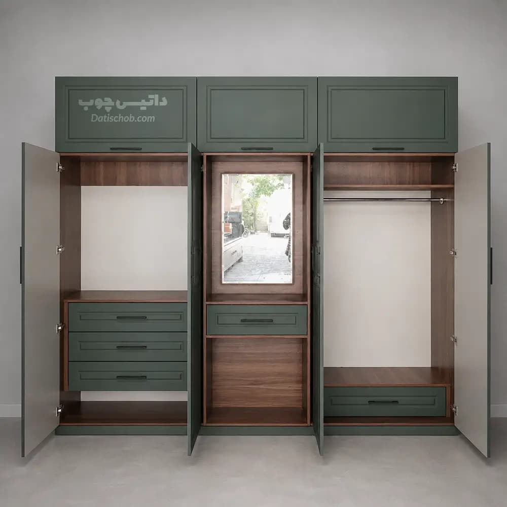 کمد لباس مدرن آینه دار 3 تیکه طرح کابینتی مدل P79
