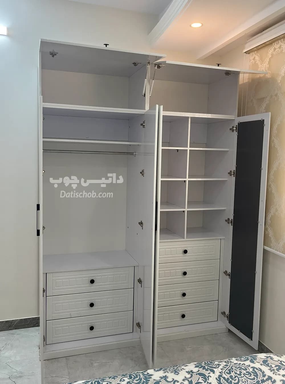 کمد لباس دخترانه مدرن آینه دار سفید مدل P83