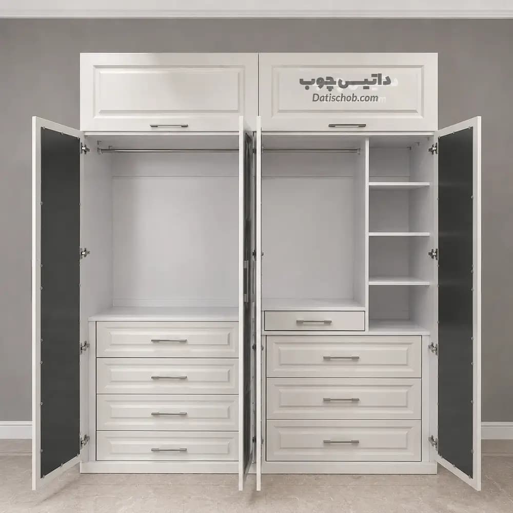 کمد لباس مدرن سفید طرح پنجره ای مدل P85