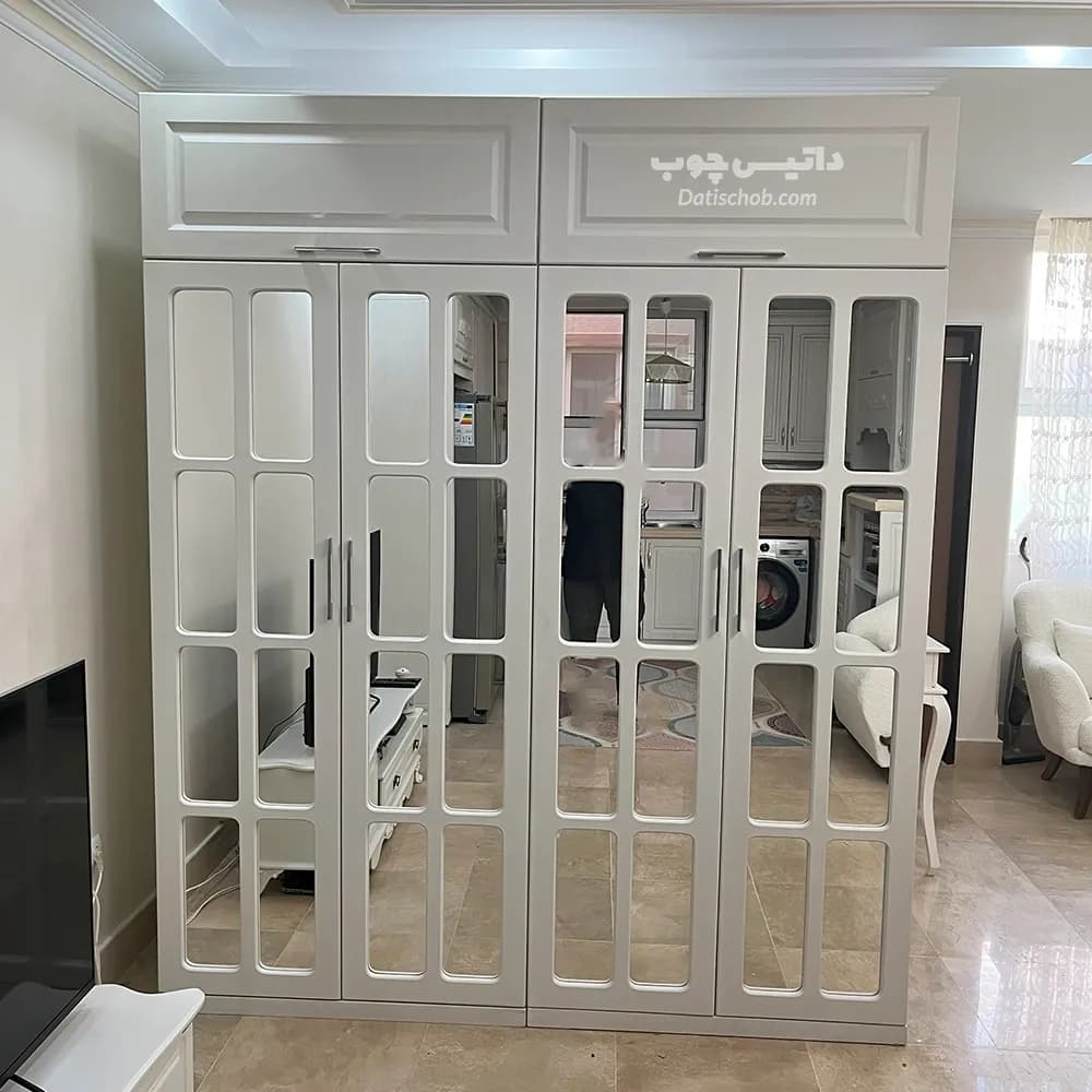 کمد لباس مدرن سفید طرح پنجره ای مدل P85