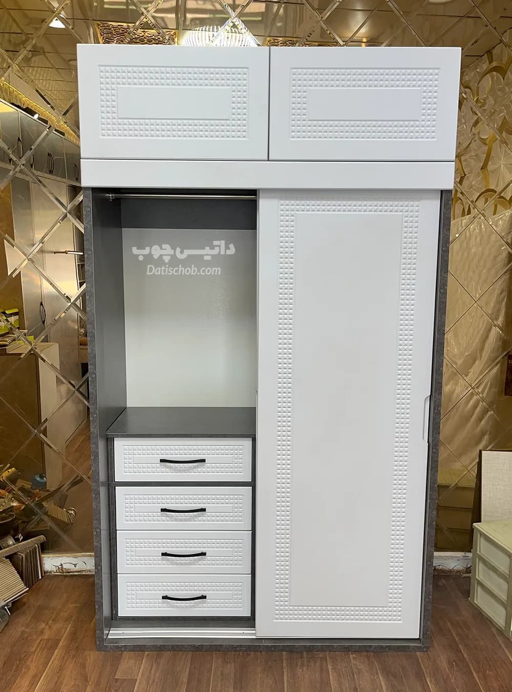 کمد ریلی مدرن سفید طوسی دو درب مدل C60