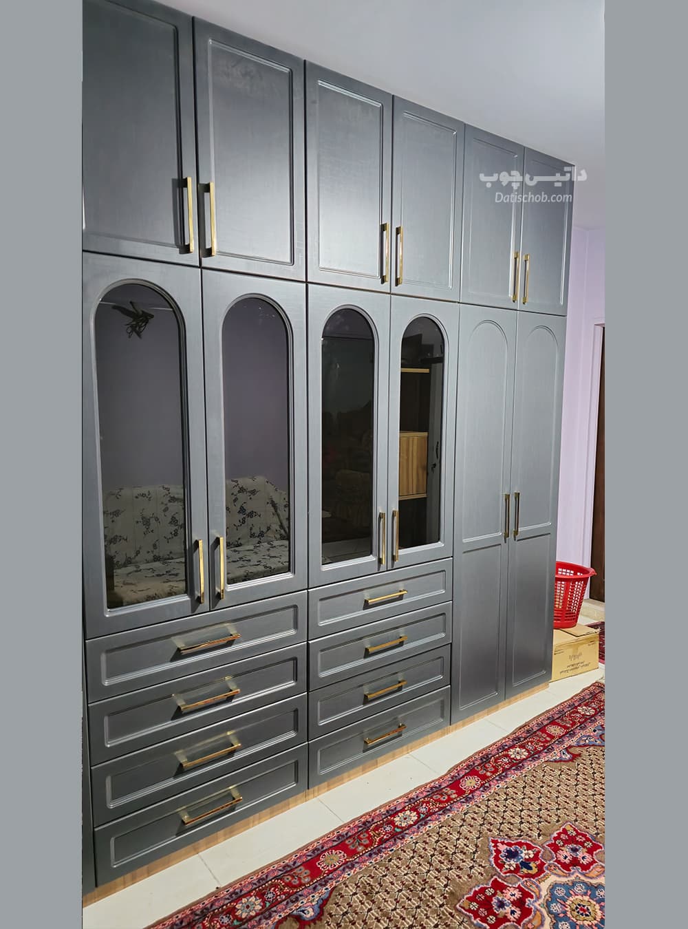 کمد لباس شیک آینه دار طوسی مدل P93
