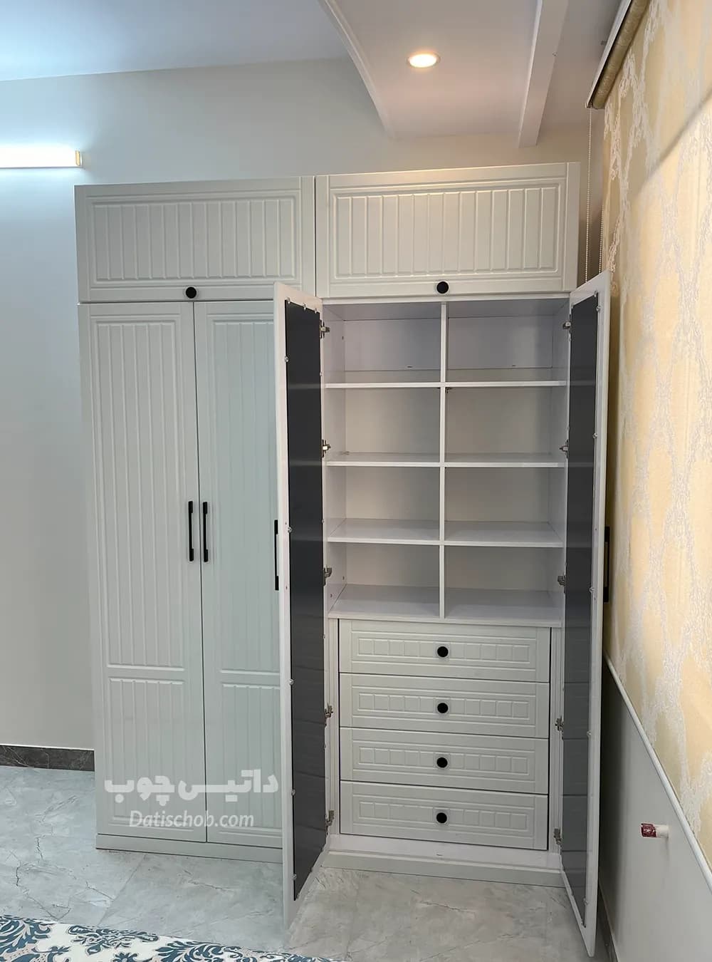 کمد لباس دخترانه مدرن آینه دار سفید مدل P83