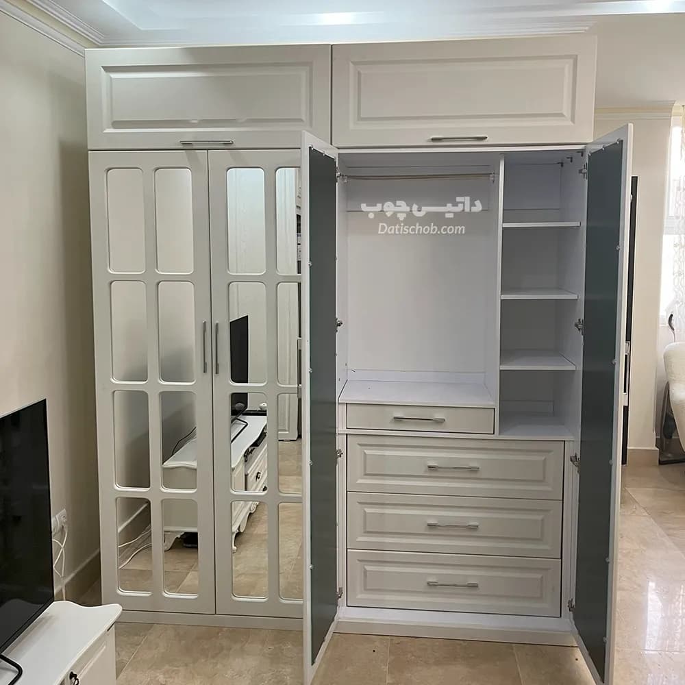 کمد لباس مدرن سفید طرح پنجره ای مدل P85