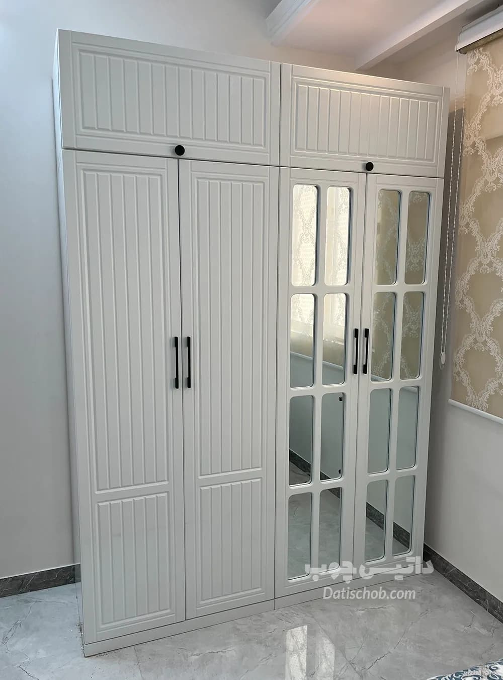 کمد لباس دخترانه مدرن آینه دار سفید مدل P83