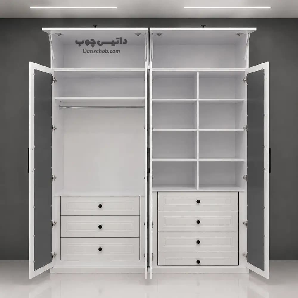 کمد لباس دخترانه مدرن آینه دار سفید مدل P83