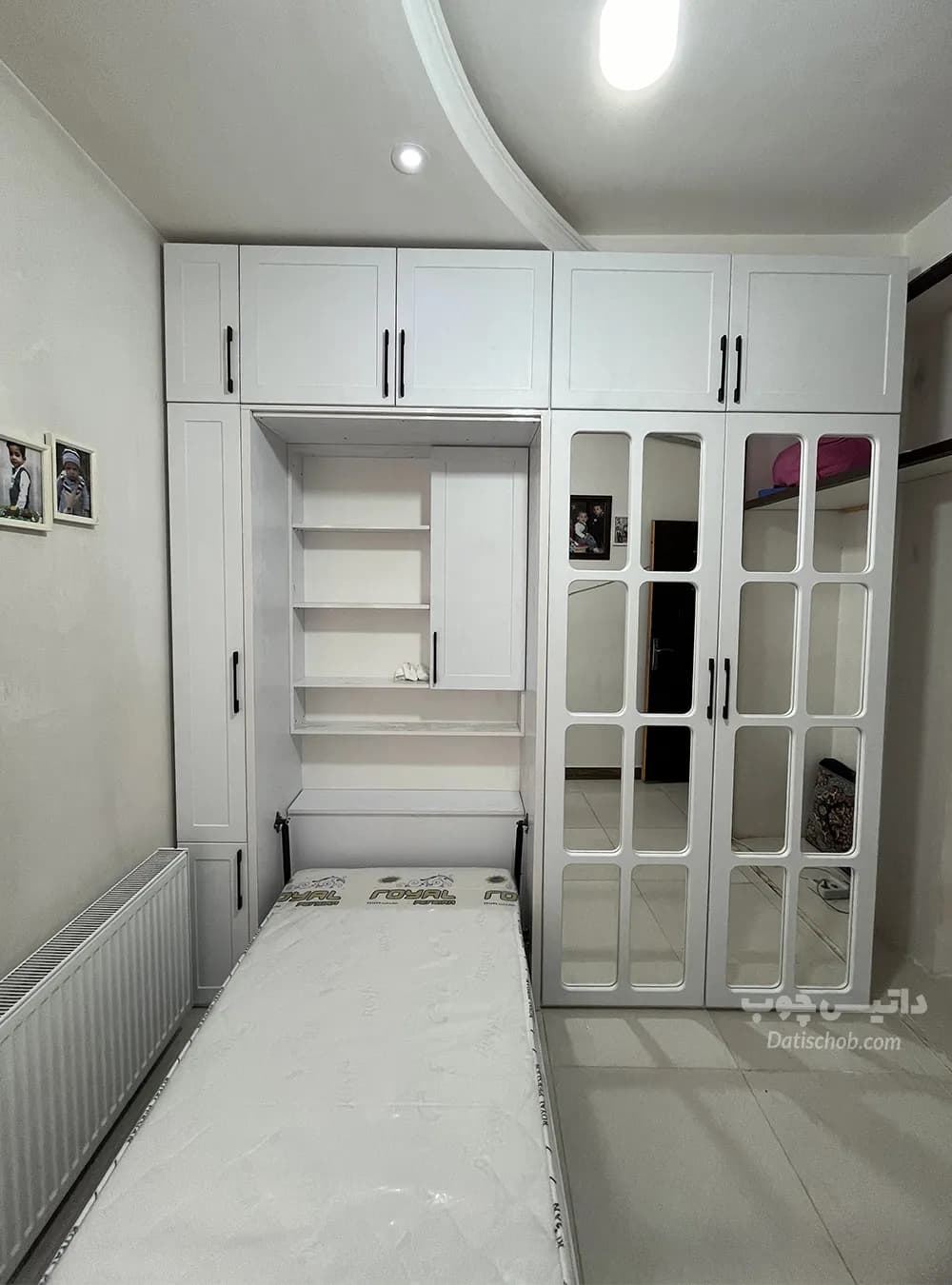 تخت تاشو یک نفره ساده سفید مدل K55