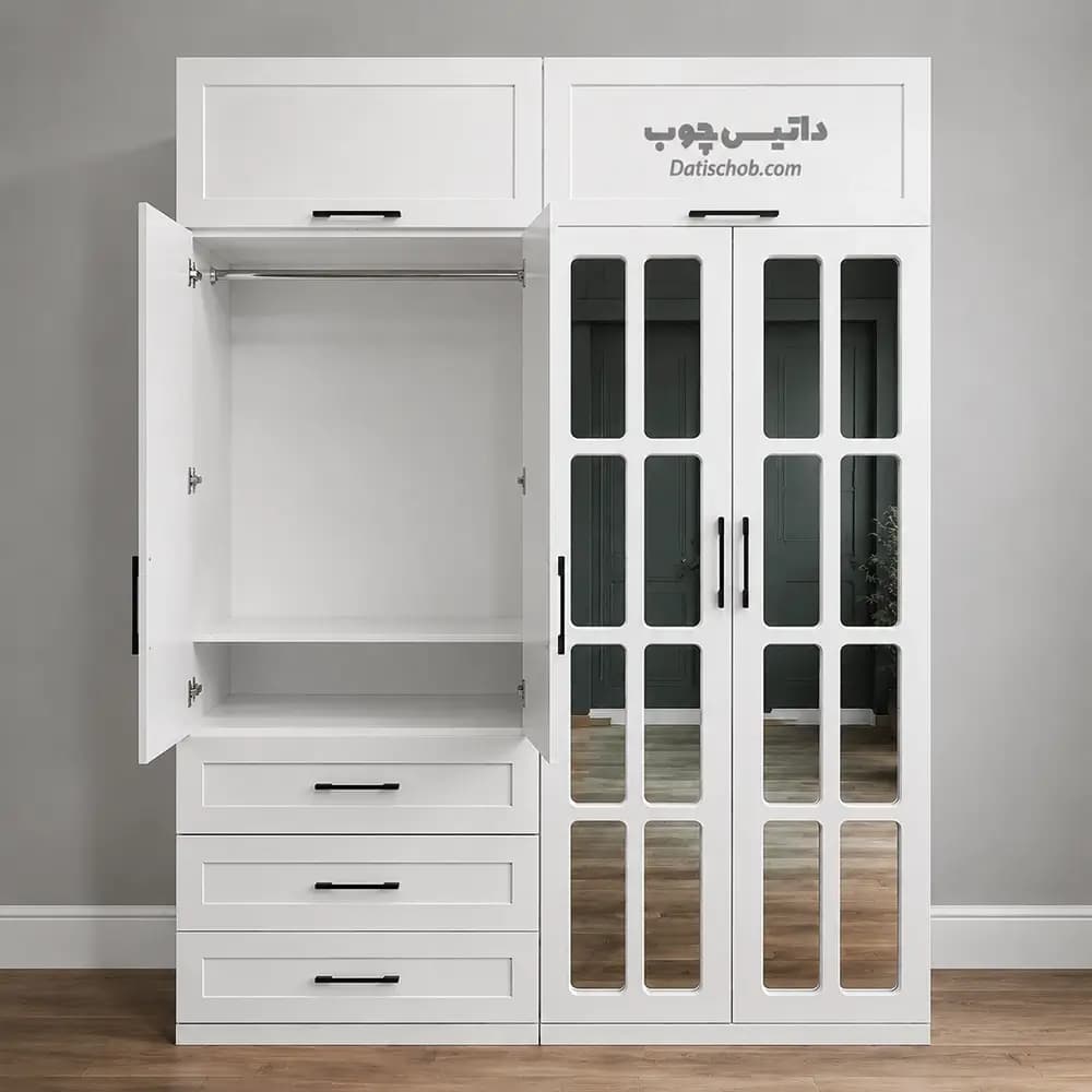 کمد لباس مدرن سفید طرح نئو کلاسیک مدل P86