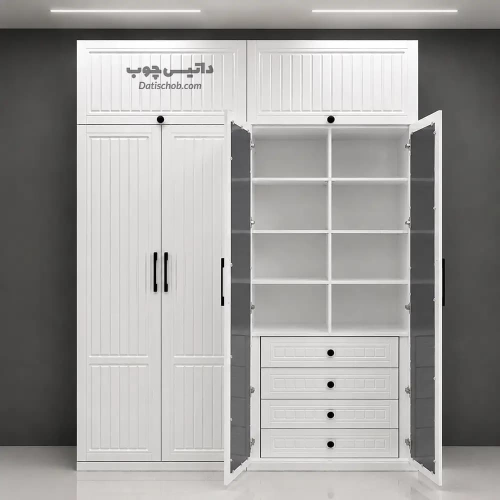 کمد لباس دخترانه مدرن آینه دار سفید مدل P83