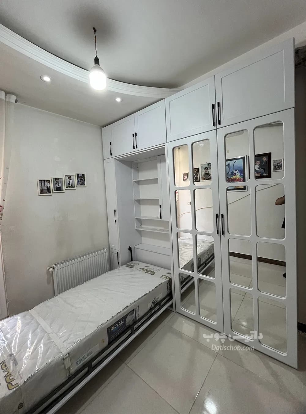 تخت تاشو یک نفره ساده سفید مدل K55
