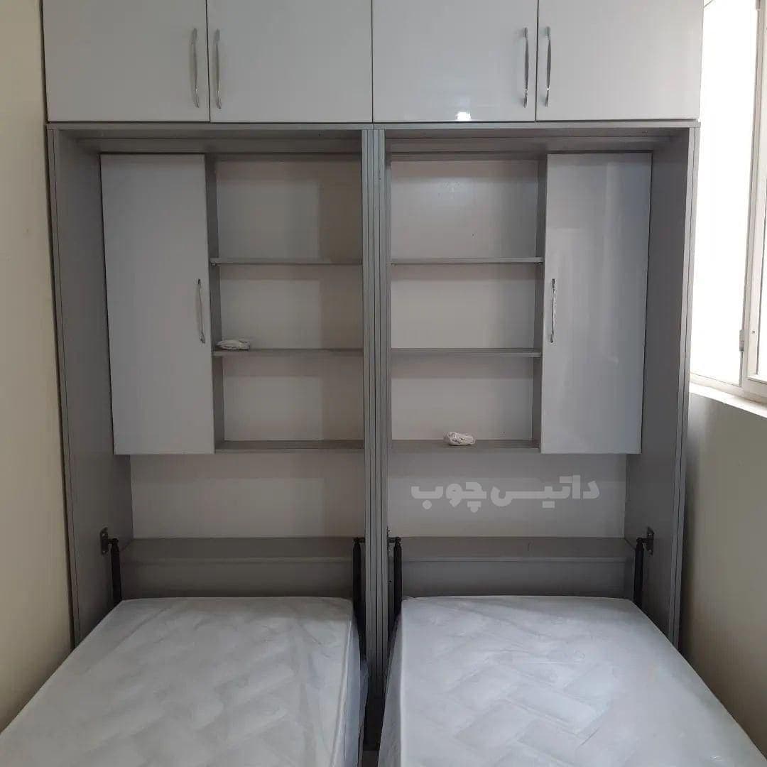 تخت تاشو یک نفره 2 تخته دیواری سفید مدل K25