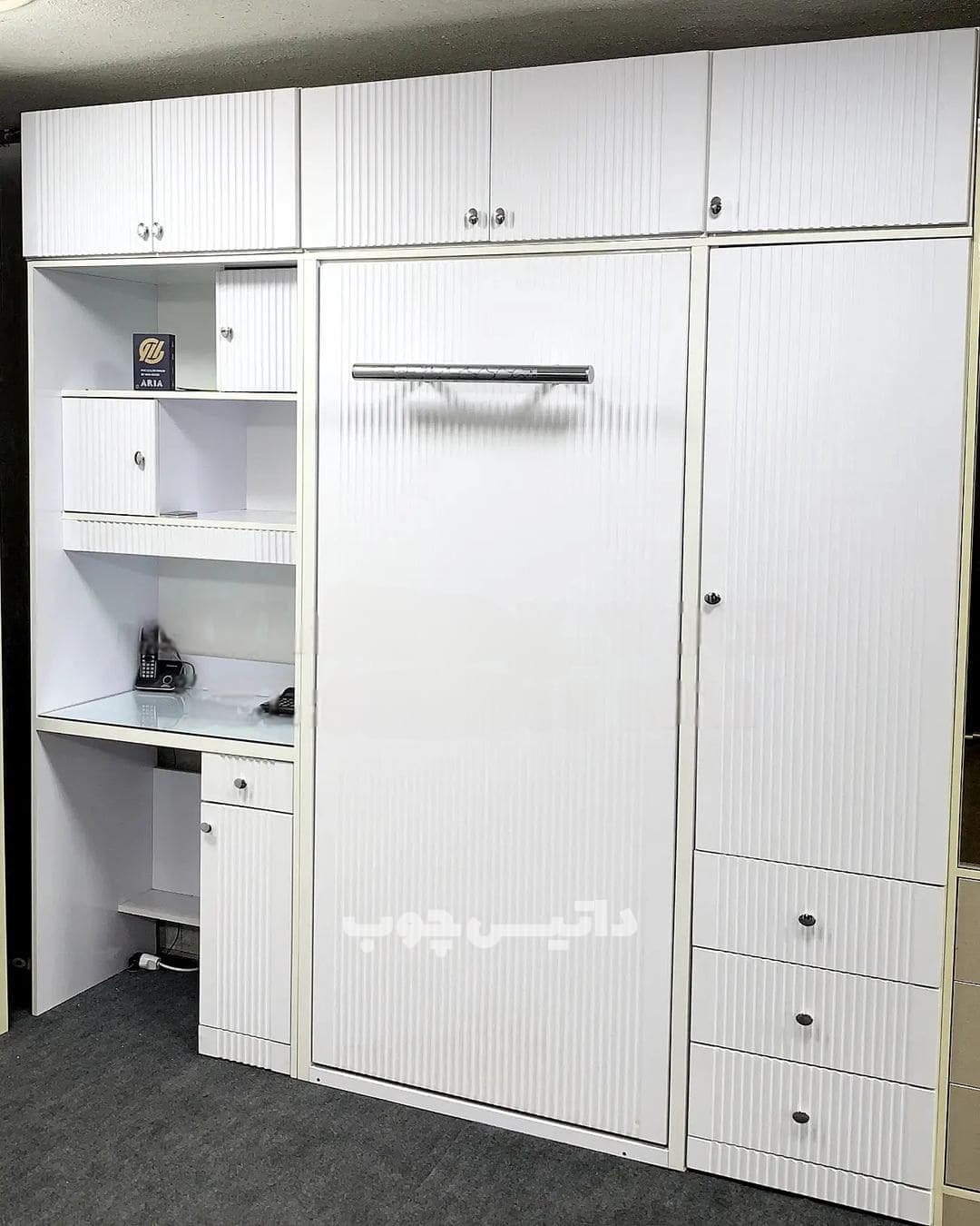 تخت تاشو یک نفره کمدی سفید مدل K16