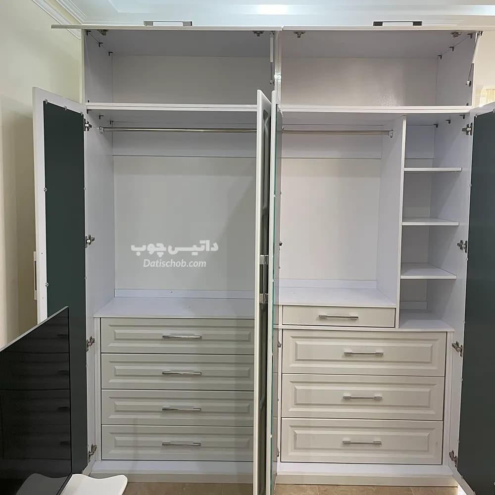 کمد لباس مدرن سفید طرح پنجره ای مدل P85