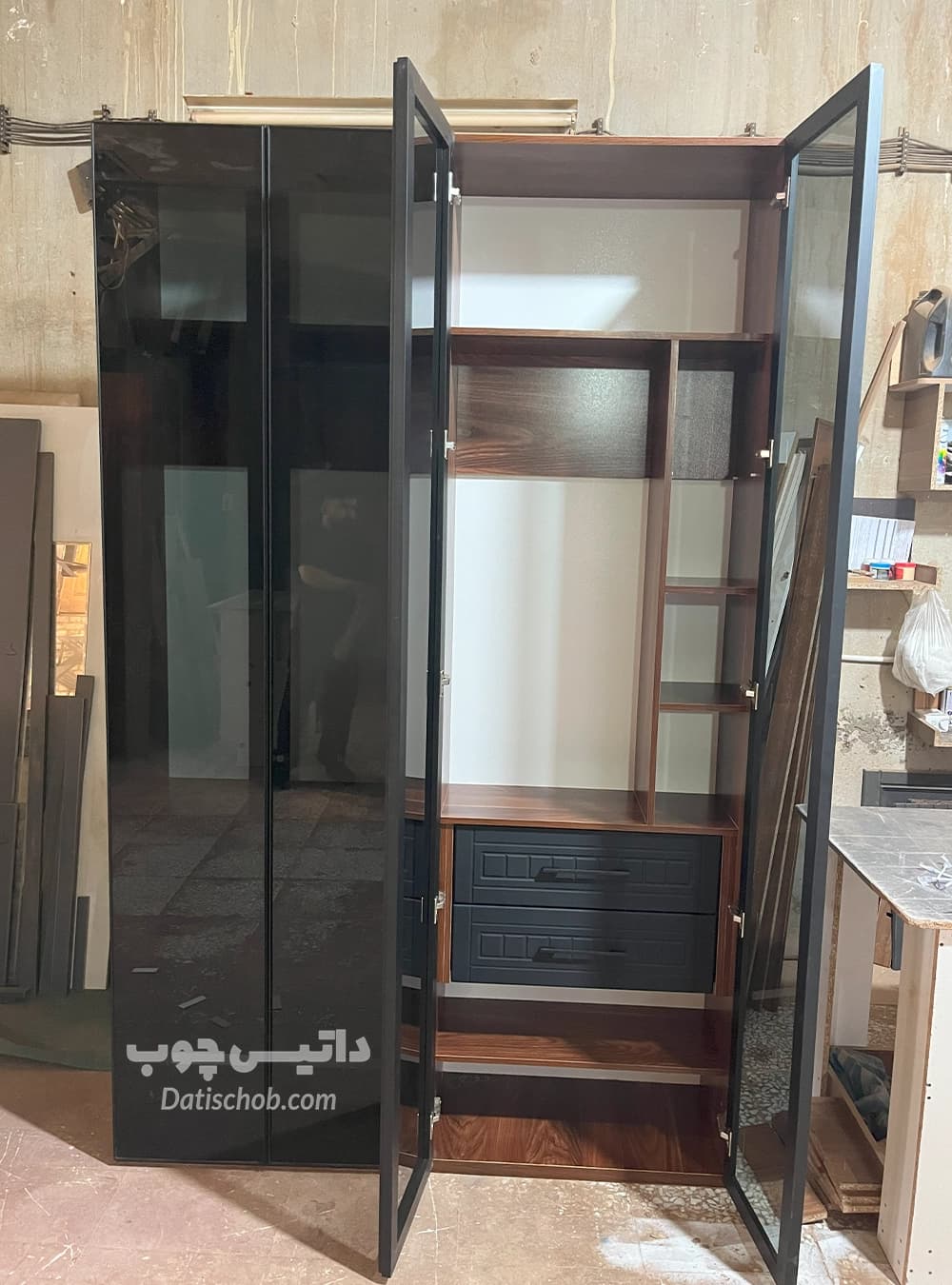 کمد لباس مدرن شیک شیشه ای مدل P70