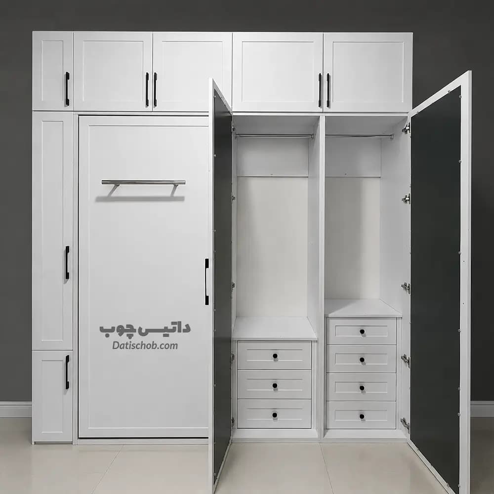 تخت تاشو یک نفره ساده سفید مدل K55