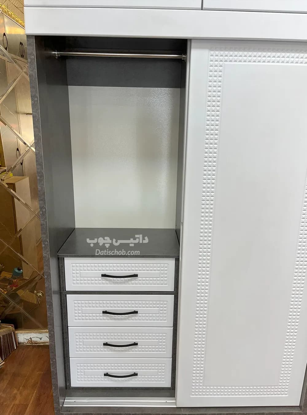 کمد ریلی مدرن سفید طوسی دو درب مدل C60