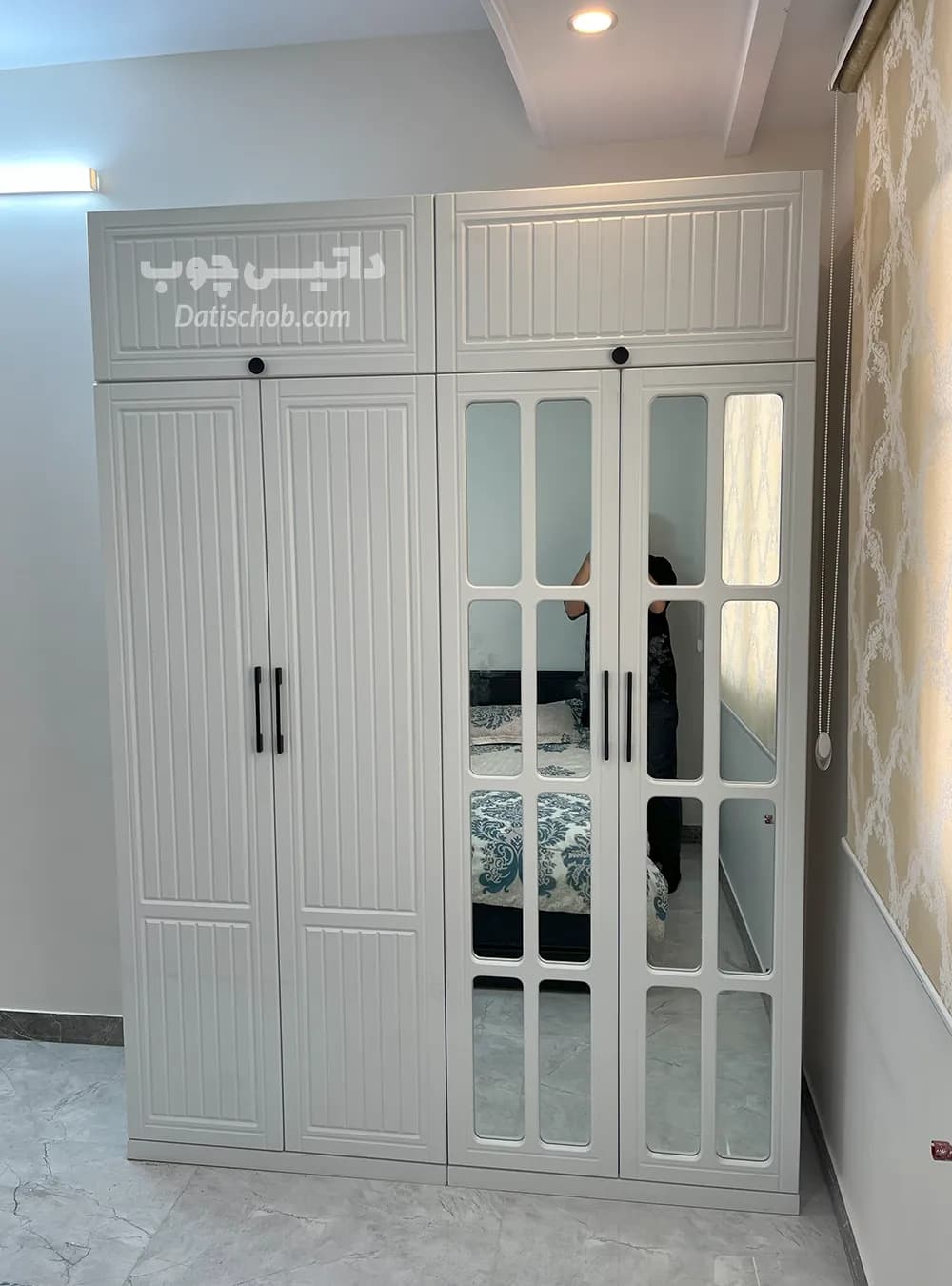 کمد لباس دخترانه مدرن آینه دار سفید مدل P83