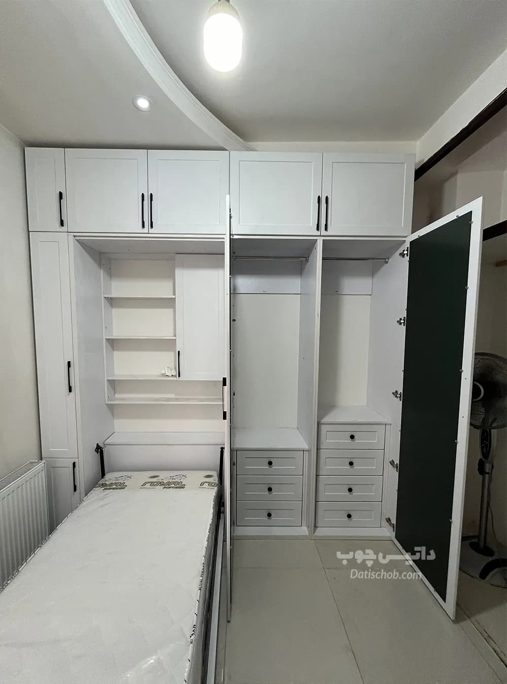 تخت تاشو یک نفره ساده سفید مدل K55