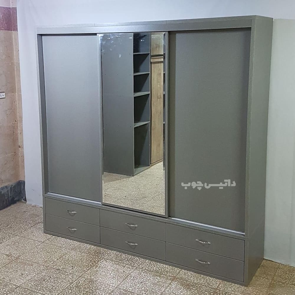 کمد ریلی سه درب کشو دار طوسی مدل C47