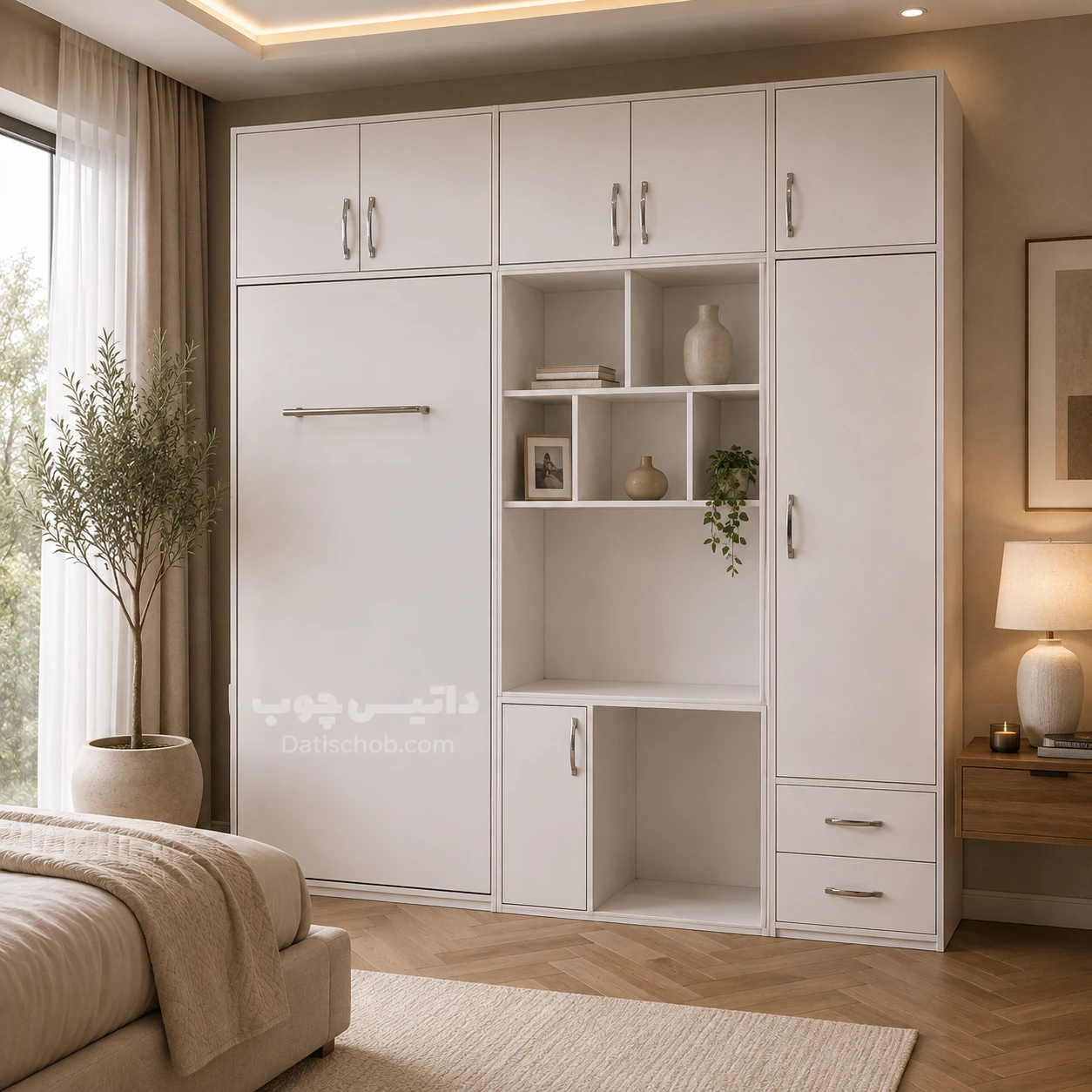تخت تاشو یک نفره با میز کامپیوتر مدل K23