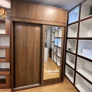 کمد ریلی قهوه‌ای آینه‌دار