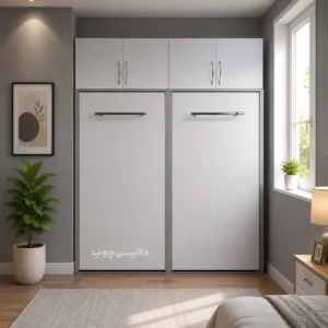 تخت تاشو یک نفره 2 تخته دیواری سفید