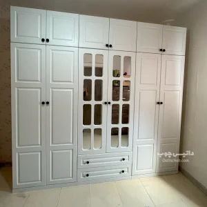 کمد لباس مدرن آینه دار سفید مدل P88