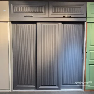 کمد ریلی مدرن و آینه دار طوسی مدل C84